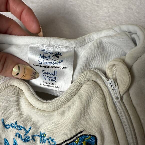 Merlin's Magic Sleep Suit Size Small 3-6 Months; 12-18 lbs white Double Zip - Picture 1 of 4